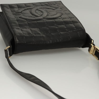 Chanel Chocolate Bar CC Shoulder Bag Quilted Leather, Black, Leather, Shoulder Bag