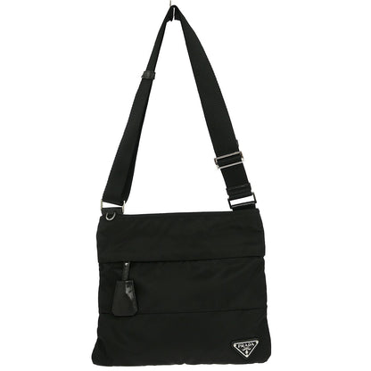Prada Front Pocket Messenger Bag Tessuto, BLACK, NYLON, Crossbody bag