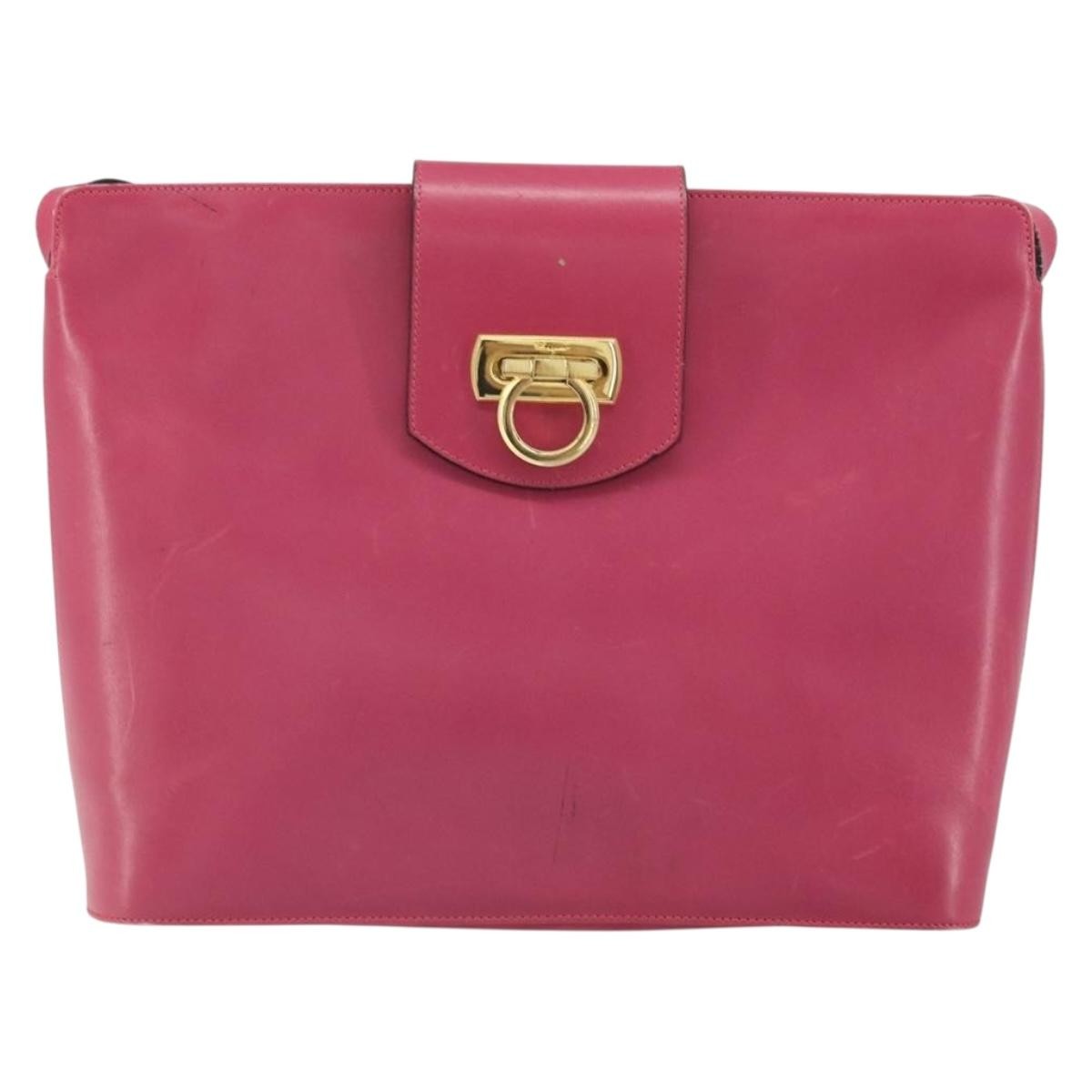 Salvatore Ferragamo Gancini Shoulder Bag Leather, PINK, LEATHER, Shoulder bag