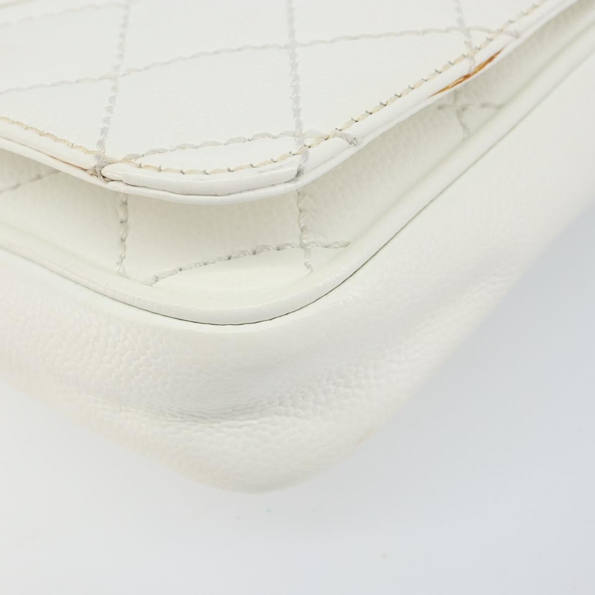 Chanel Vintage Timeless CC Adjustable Shoulder Bag Quilted Calfskin, White, Leather, Shoulder Bag