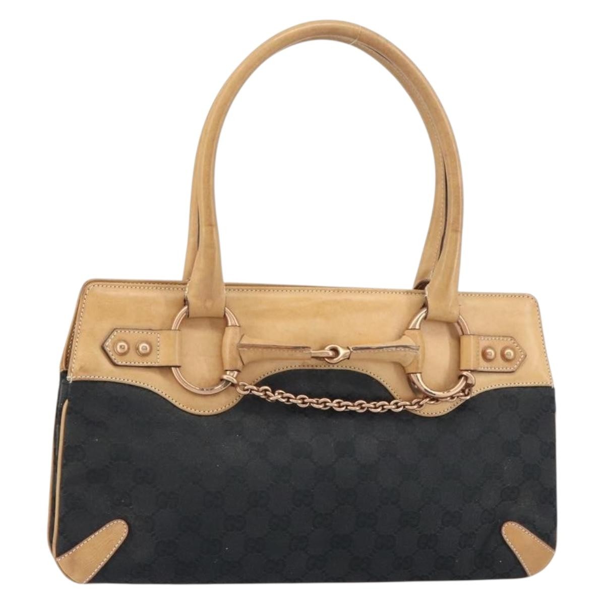 Gucci Horsebit Bracket Tote GG Canvas, BLACK, CANVAS, Tote bag
