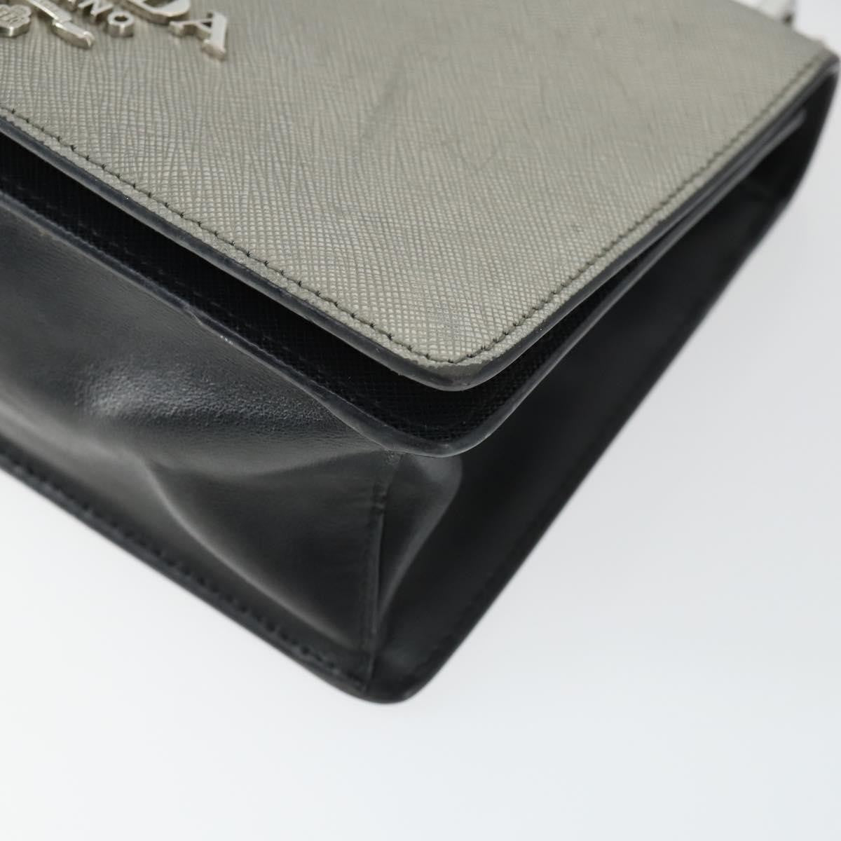 Prada Chain Flap Bag Saffiano Leather, SILVER, LEATHER, Shoulder bag