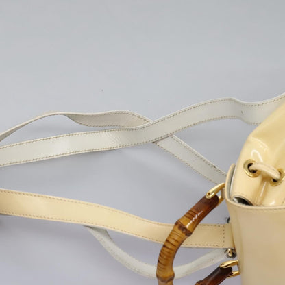 Gucci Vintage Bamboo Backpack Patent, Beige, Patent Leather, Backpack