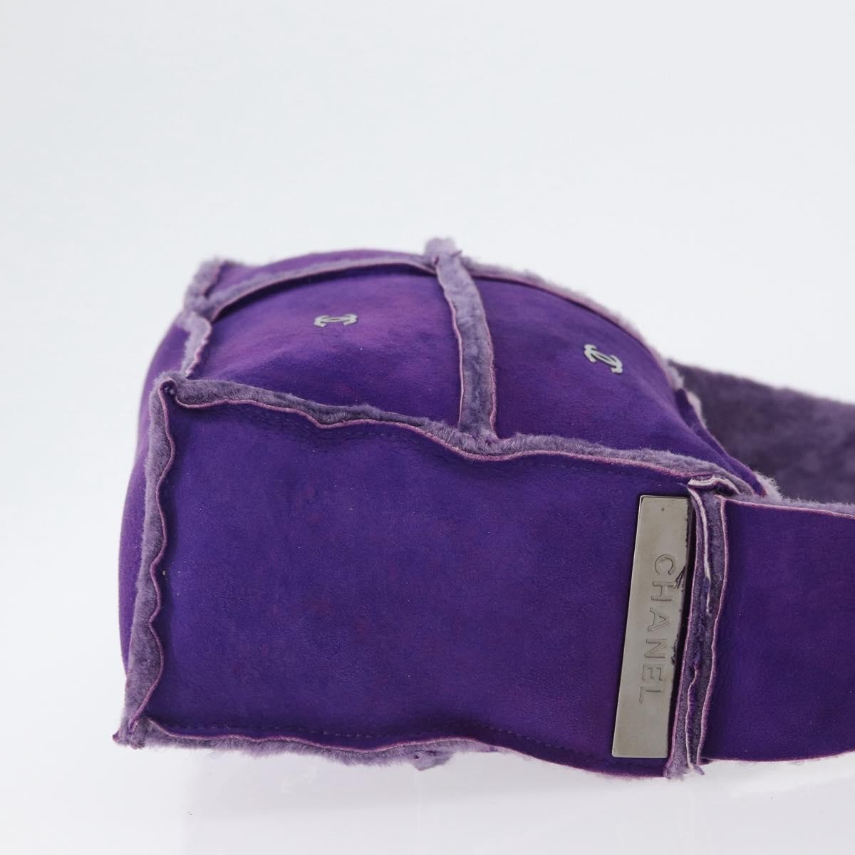 Chanel CC Logo Shoulder Bag Shearling and Suede, PURPLE, SUEDE, Shoulder bag