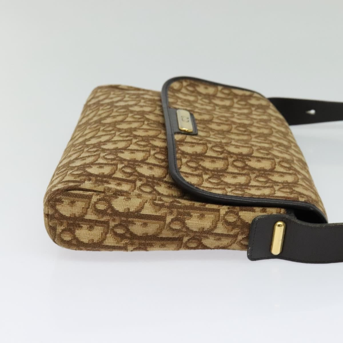Christian Dior Vintage Trotter Flap Shoulder Bag Canvas, BROWN, CANVAS, Shoulder bag