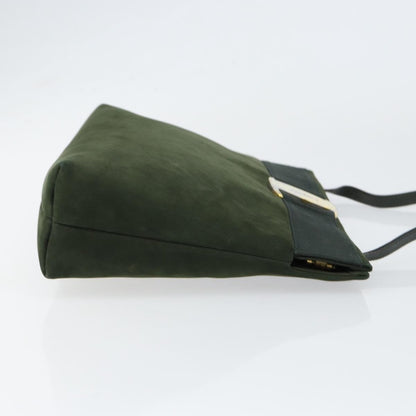 Salvatore Ferragamo Vala Shoulder Bag Suede, KHAKI, SUEDE, Shoulder bag