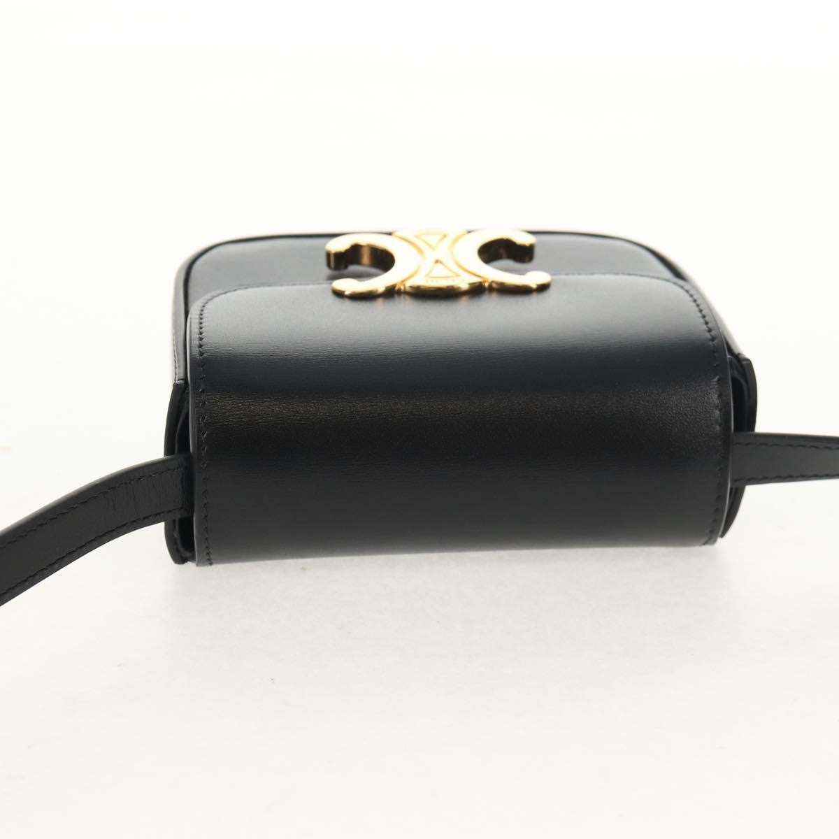 Celine Vintage Triomphe Shoulder Bag Leather, Black, Leather, Handbag