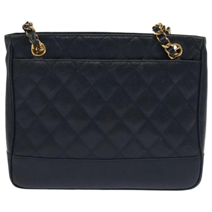 Chanel Vintage Shoulder Bag Leather, Navy, Leather, Shoulder Bag