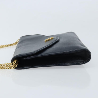 Christian Dior Vintage Chain Envelope Flap Bag Honeycomb Coated Canvas, NAVY, LEATHER, Shoulder bag