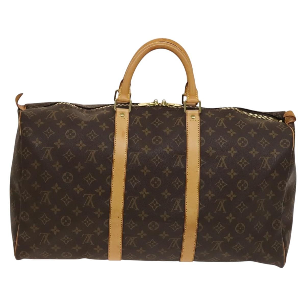 Louis Vuitton Keepall Bag Monogram Canvas, BROWN, CANVAS, Travel bag