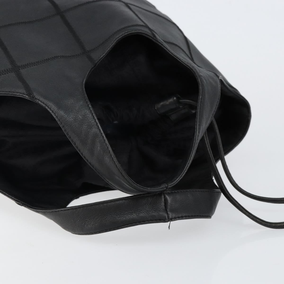 Chanel Square Stitch Tassel Hobo Quilted Leather, BLACK, LEATHER, Handbag