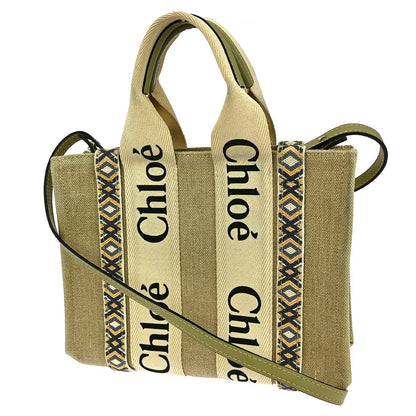 Chloe Woody Friendship Tote Canvas, BEIGE, CANVAS, Tote bag