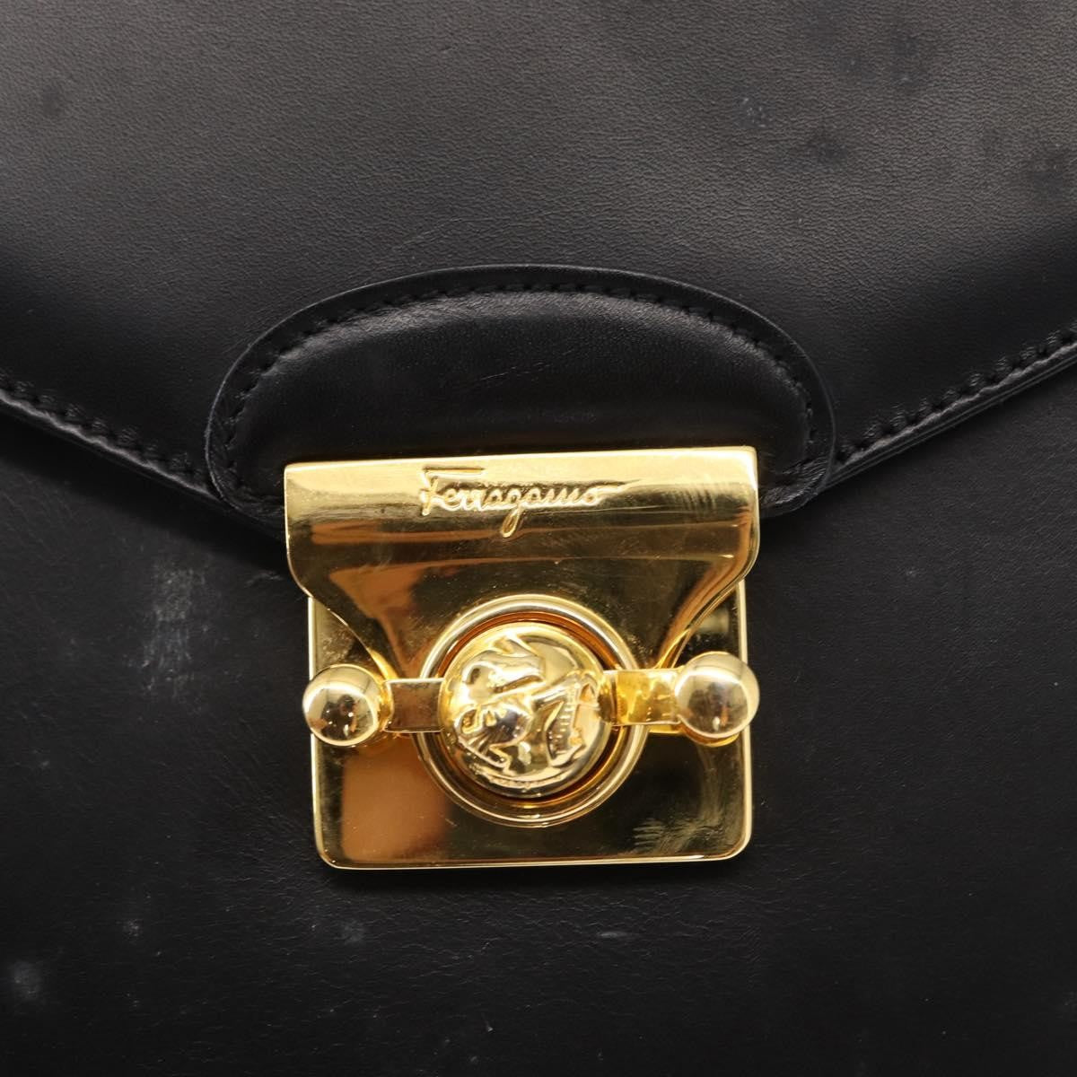 Salvatore Ferragamo Vintage Handbag Leather, BLACK, LEATHER, Handbag