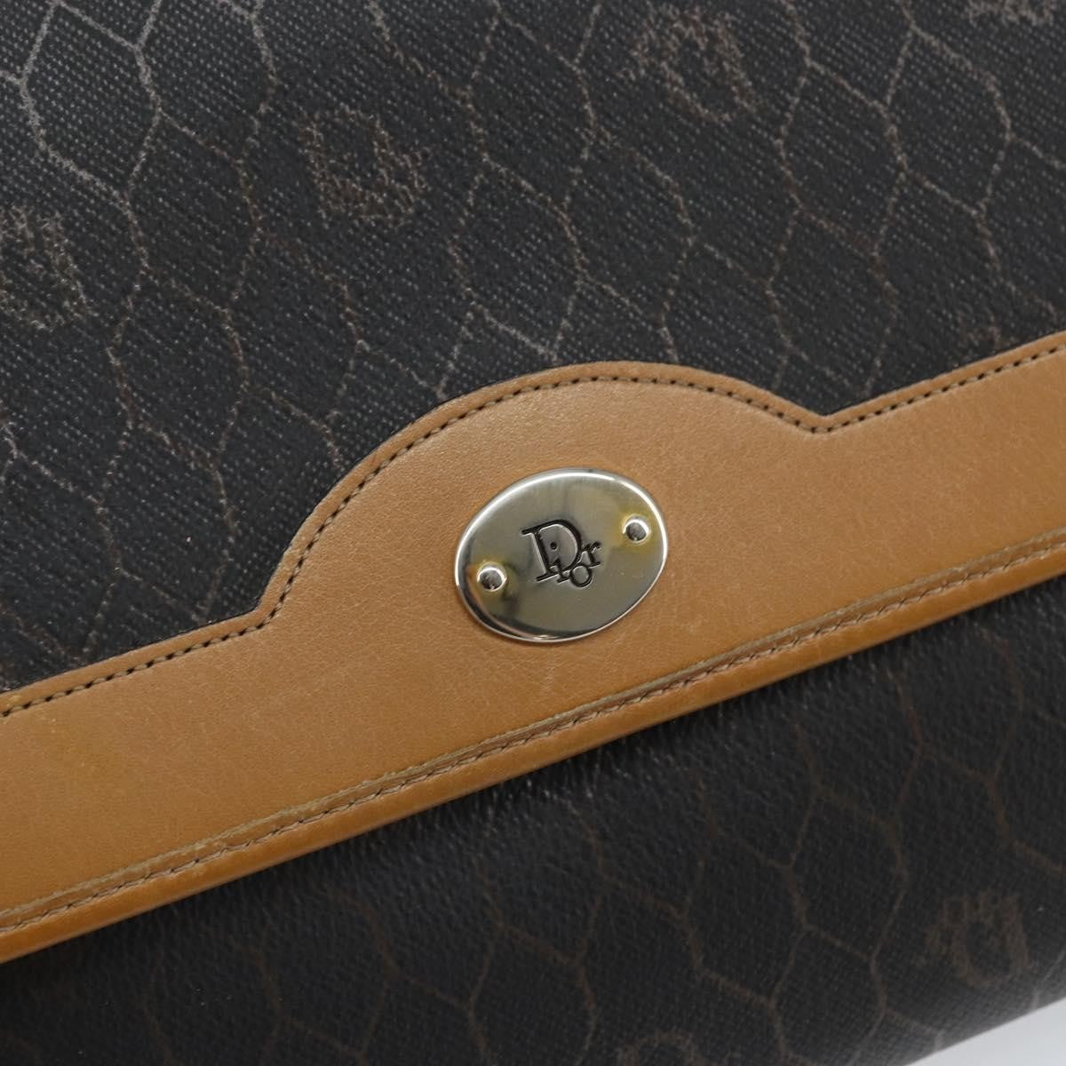 Christian Dior Vintage Honeycomb chain Canvas, BLACK, CANVAS, Shoulder bag