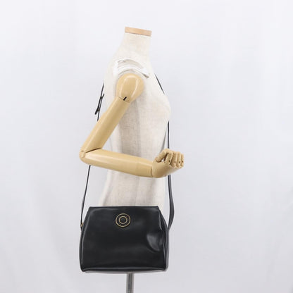 Celine Circle Logo Shoulder Bag Leather, BLACK, LEATHER, Shoulder bag