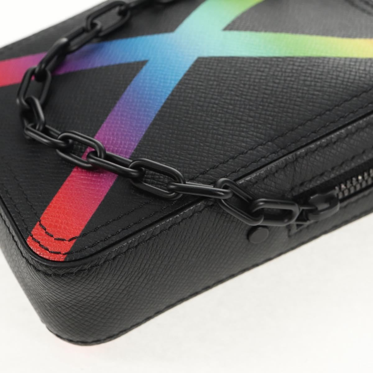 Louis Vuitton Danube Messenger Bag Rainbow Taiga Leather, BLACK, LEATHER, Crossbody bag