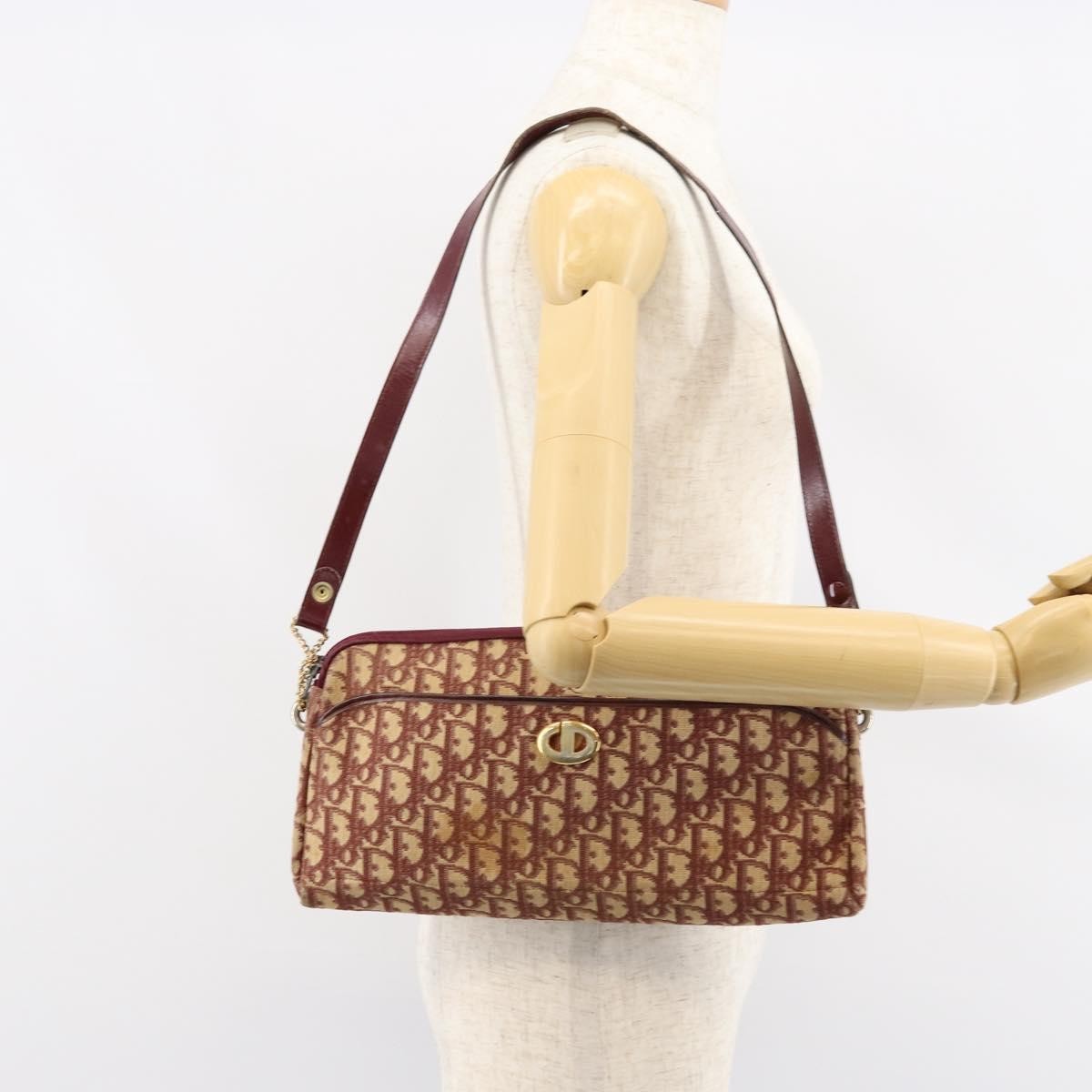 Christian Dior Vintage CD trotter Shoulder bag Canvas, RED, CANVAS, Shoulder bag