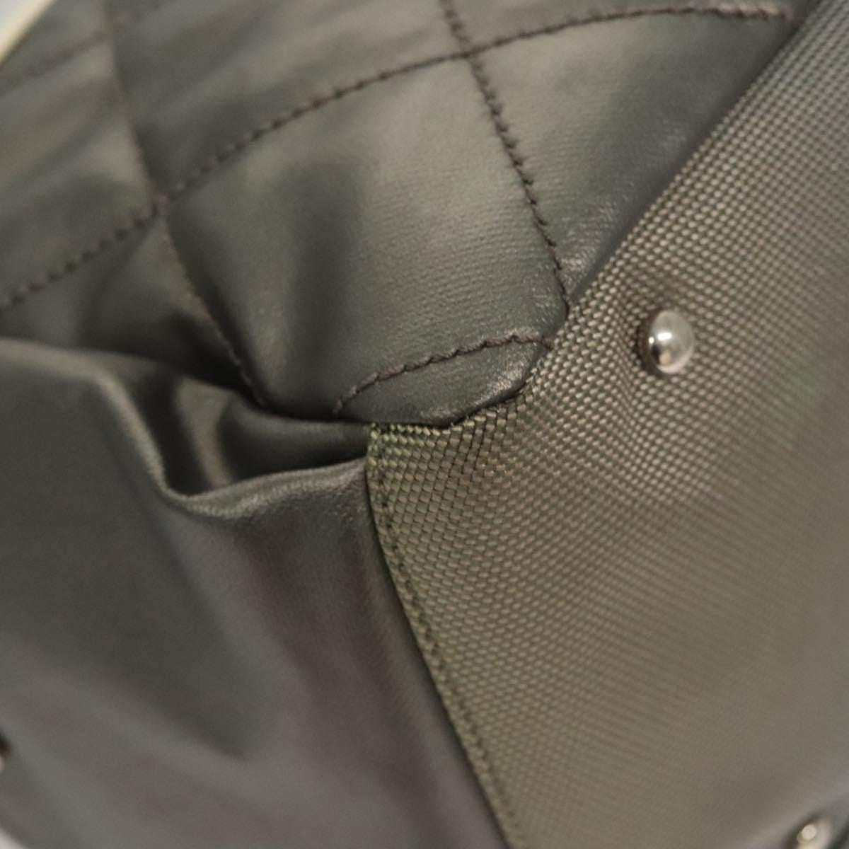 Chanel Biarritz Hobo Quilted Coated Canvas, SILVER, CANVAS, Shoulder bag