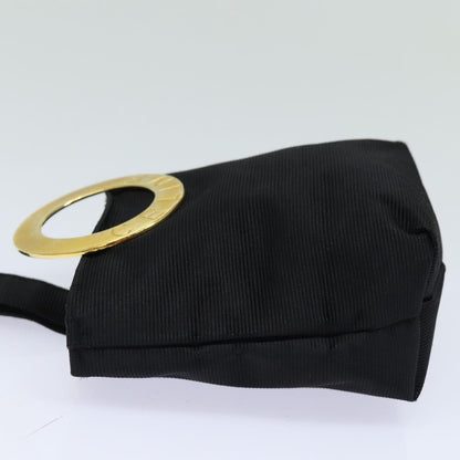 Celine Circle Logo Pouch Nylon, Black, Nylon, Clutch