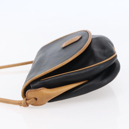 Celine Flap Shoulder Bag Leather, BLACK, LEATHER, Shoulder bag