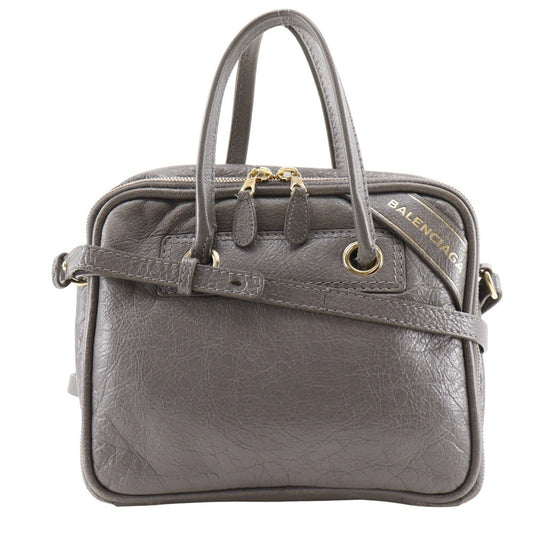 Balenciaga Blanket Square Bag Leather, GRAY, LEATHER, Handbag