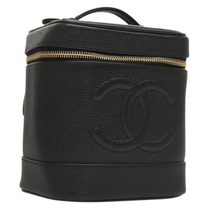 Chanel Vanity pouch Leather, BLACK, LEATHER, Toiletry Case
