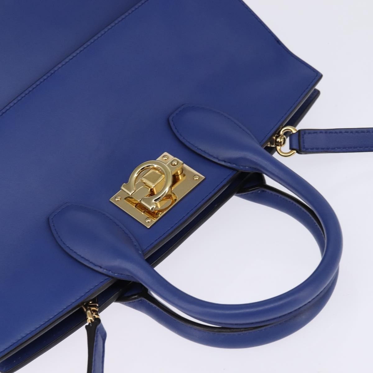 Salvatore Ferragamo Studio Satchel Leather, BLUE, LEATHER, Handbag