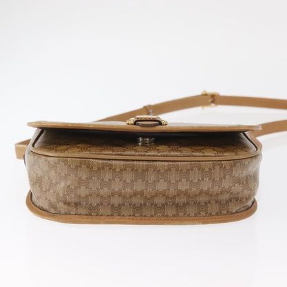 Celine Vintage Macadam Shoulder Bag Canvas and Leather, BEIGE, CANVAS, Shoulder bag