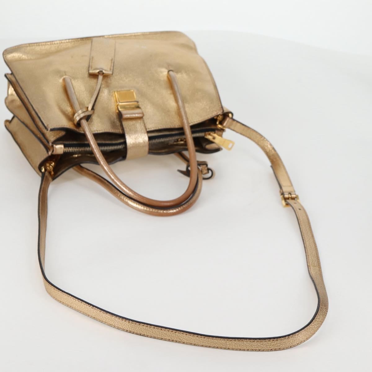 Miu Miu Madras Convertible Compartment Tote Leather, GOLD, LEATHER, Tote bag