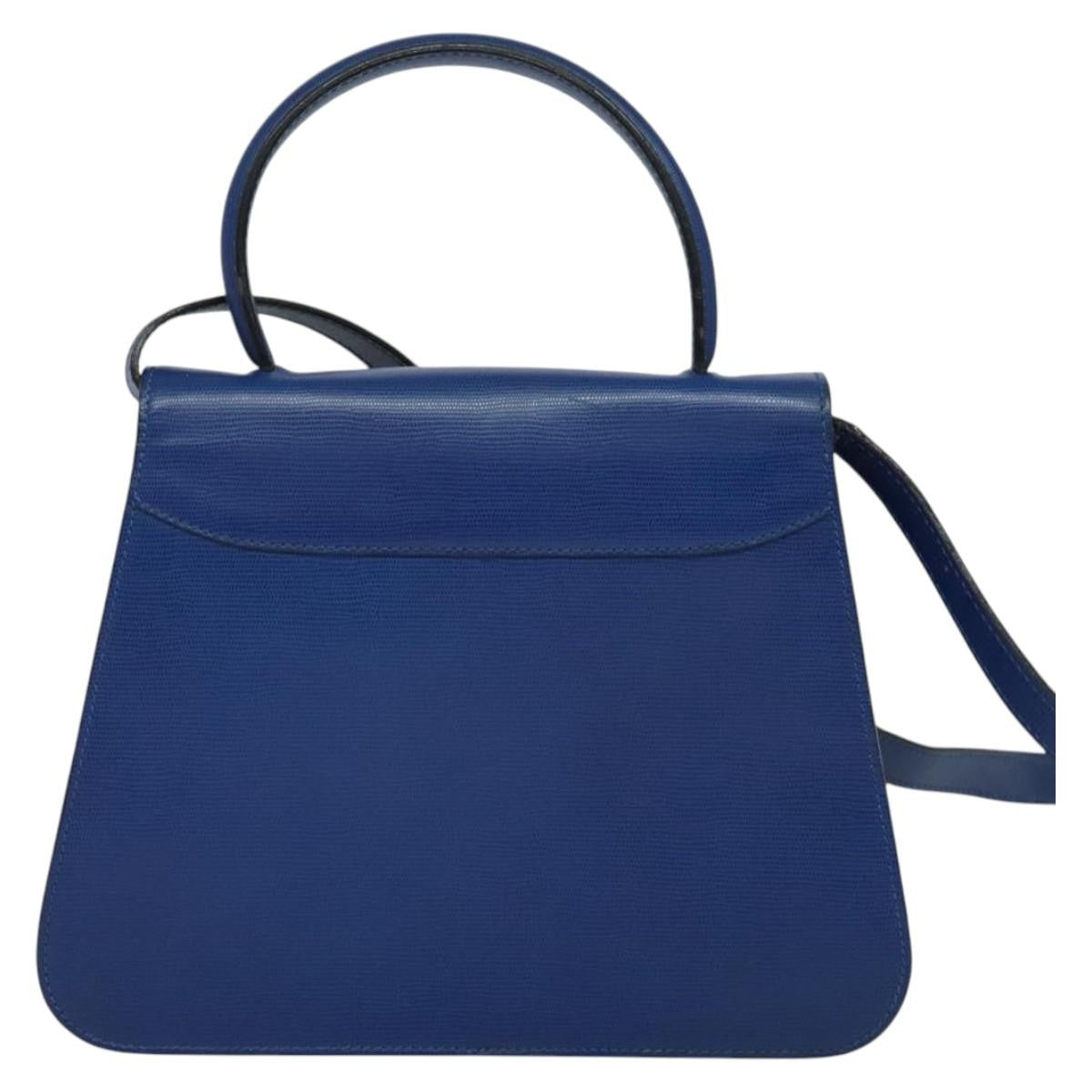 Celine Vintage Circle Logo Crossbody Bag Leather, BLUE, LEATHER, Crossbody bag