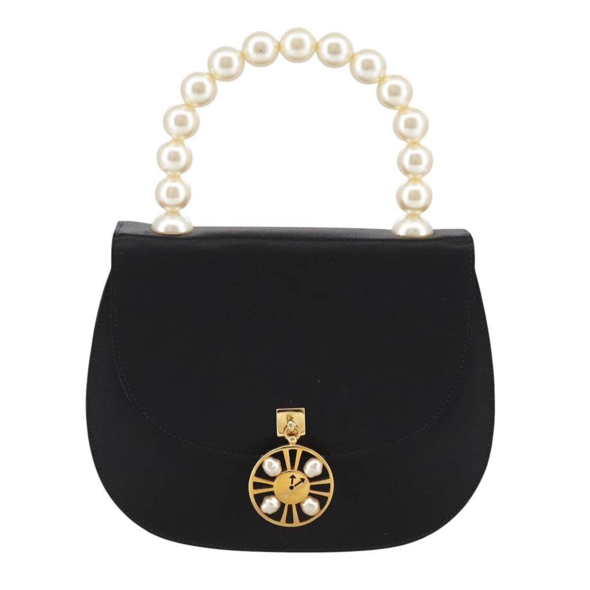 Celine Handbag Satin, BLACK, SATIN, Handbag