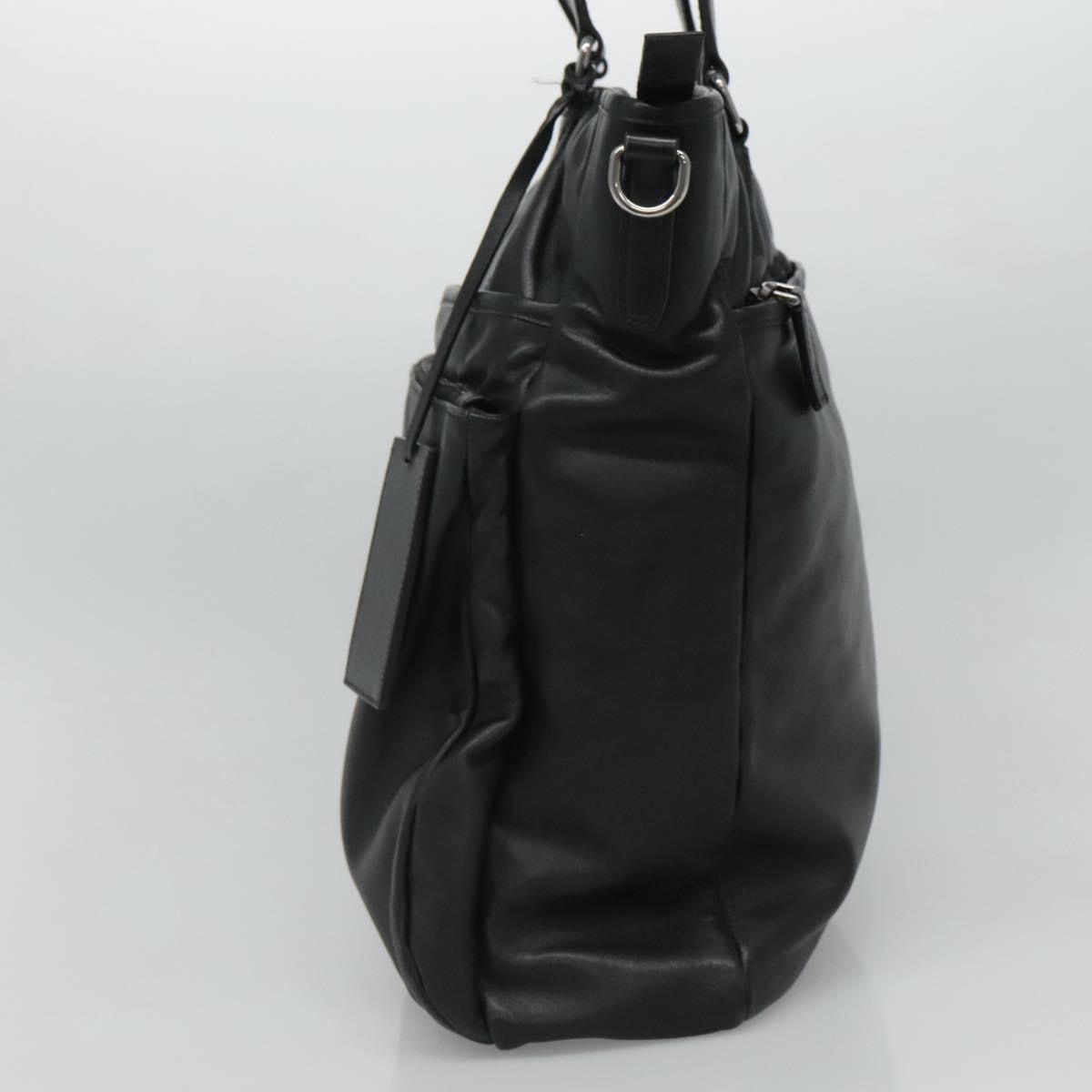 Prada Vintage Zip Handbag Tessuto, BLACK, LEATHER, Handbag