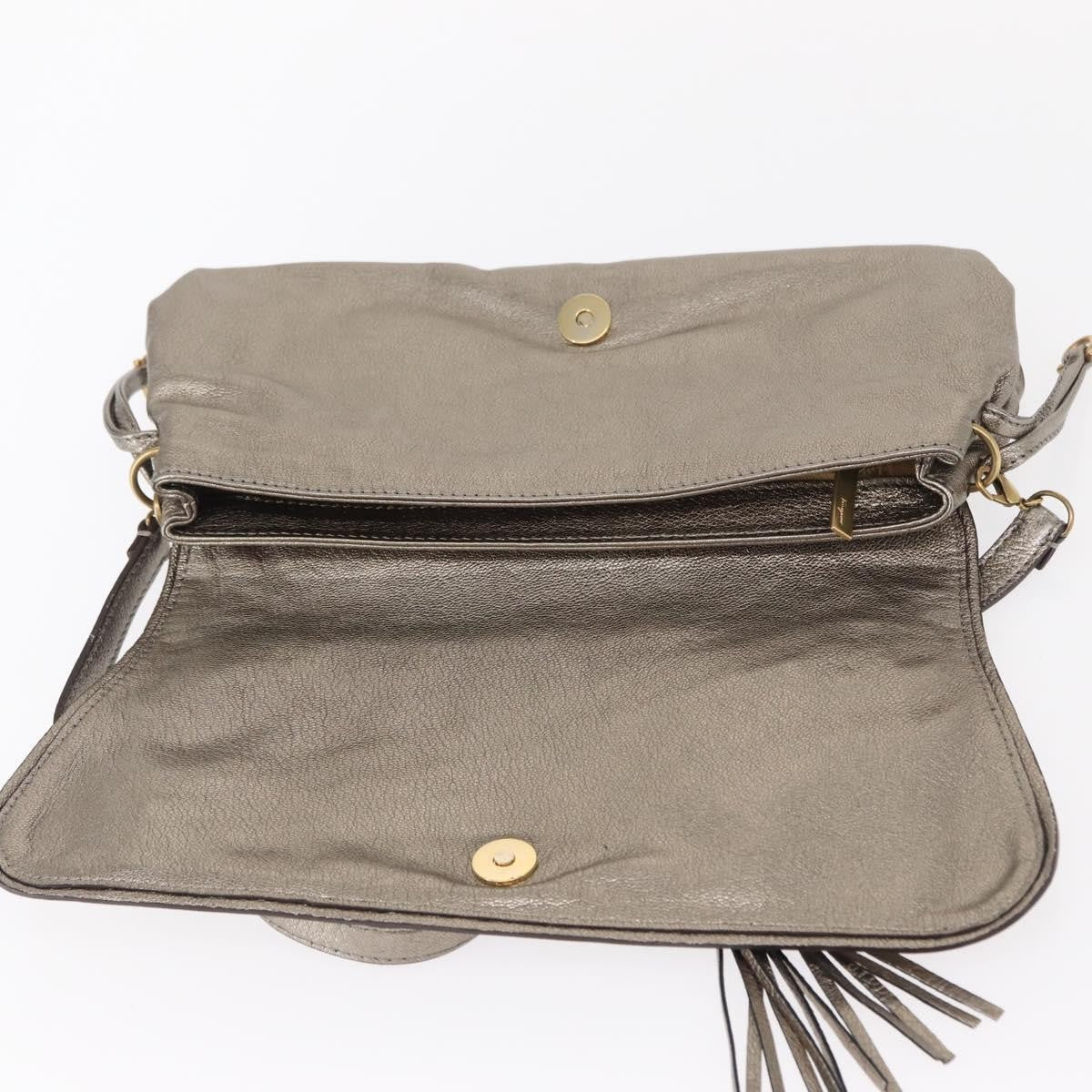 Salvatore Ferragamo Gancini Shoulder Bag Leather, SILVER, LEATHER, Shoulder bag