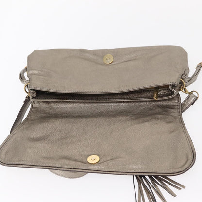 Salvatore Ferragamo Gancini Shoulder Bag Leather, SILVER, LEATHER, Shoulder bag