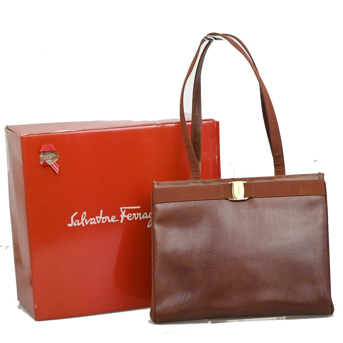 Salvatore Ferragamo Vara shoulder Bag Leather, Brown, Leather, Shoulder Bag