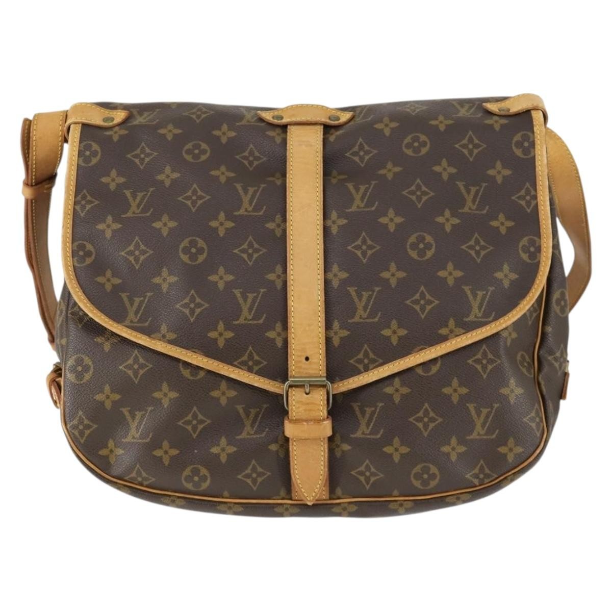 Louis Vuitton Saumur Handbag Monogram Canvas, BROWN, CANVAS, Shoulder bag