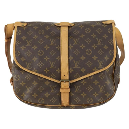 Louis Vuitton Saumur Handbag Monogram Canvas, BROWN, CANVAS, Shoulder bag
