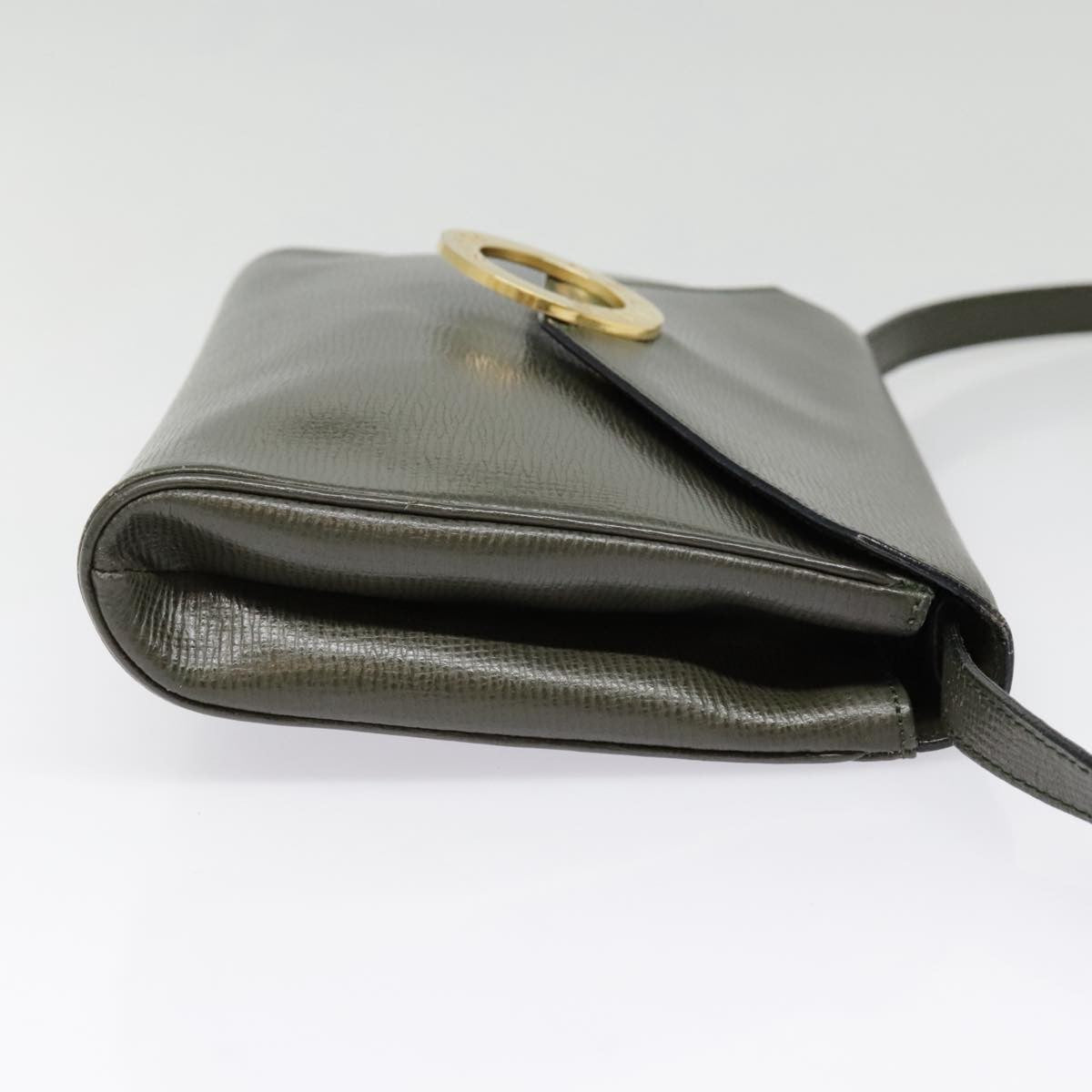 Celine Vintage Circle Logo Crossbody Bag Leather, KHAKI, LEATHER, Crossbody bag
