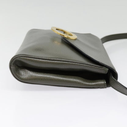 Celine Vintage Circle Logo Crossbody Bag Leather, KHAKI, LEATHER, Crossbody bag