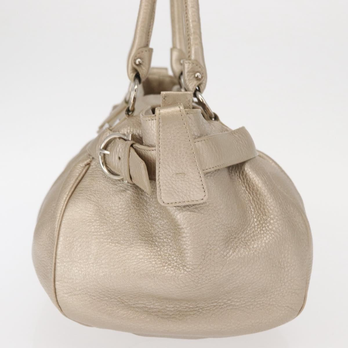 Salvatore Ferragamo Gancini handbag Leather, GOLD, LEATHER, Handbag