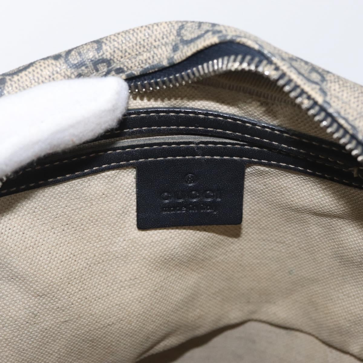 Gucci Front Zip Messenger GG Coated Canvas, NAVY, CANVAS, Shoulder bag