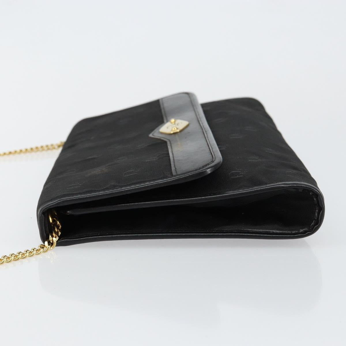 Christian Dior Vintage CD Chain Flap Shoulder Bag Diorissimo Canvas, BLACK, NYLON, Shoulder bag