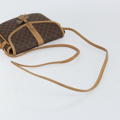 Celine Vintage Macadam Shoulder Bag Canvas and Leather, BROWN, CANVAS, Shoulder bag