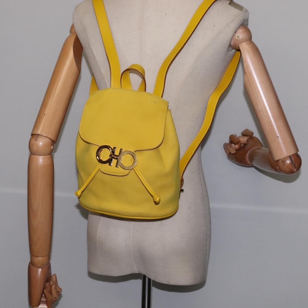 Salvatore Ferragamo Gancini Backpack Suede, YELLOW, SUEDE, Backpack