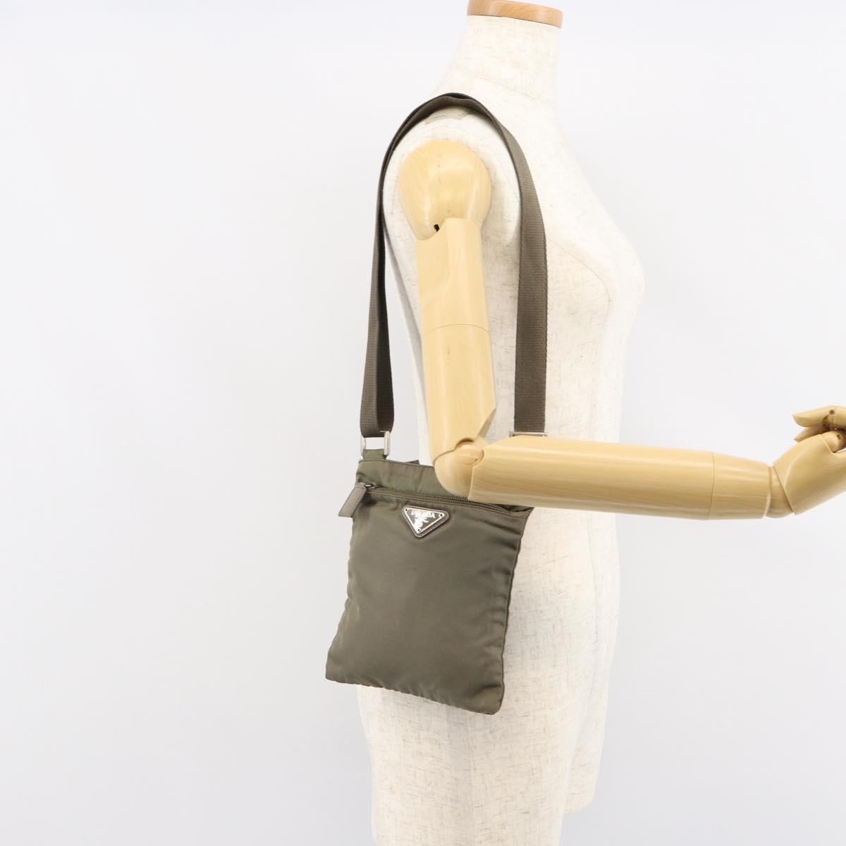 Prada Front Pocket Messenger Bag Tessuto, KHAKI, NYLON, Shoulder bag