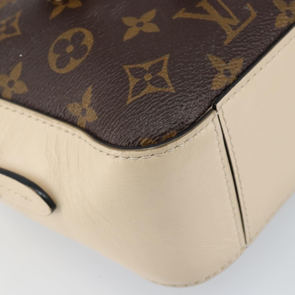 Louis Vuitton Saintonge Handbag Monogram Canvas with Leather, WHITE, CANVAS, Handbag