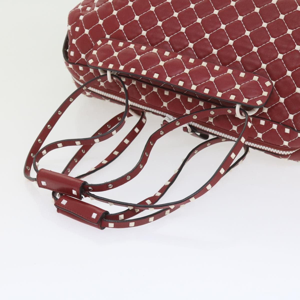 Valentino Garavani Free Rockstud Spike Duffle Bag Quilted Leather, RED, LEATHER, Shoulder bag