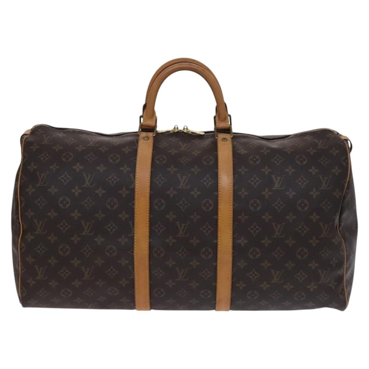 Louis Vuitton Keepall Bag Monogram Canvas, BROWN, CANVAS, Travel bag