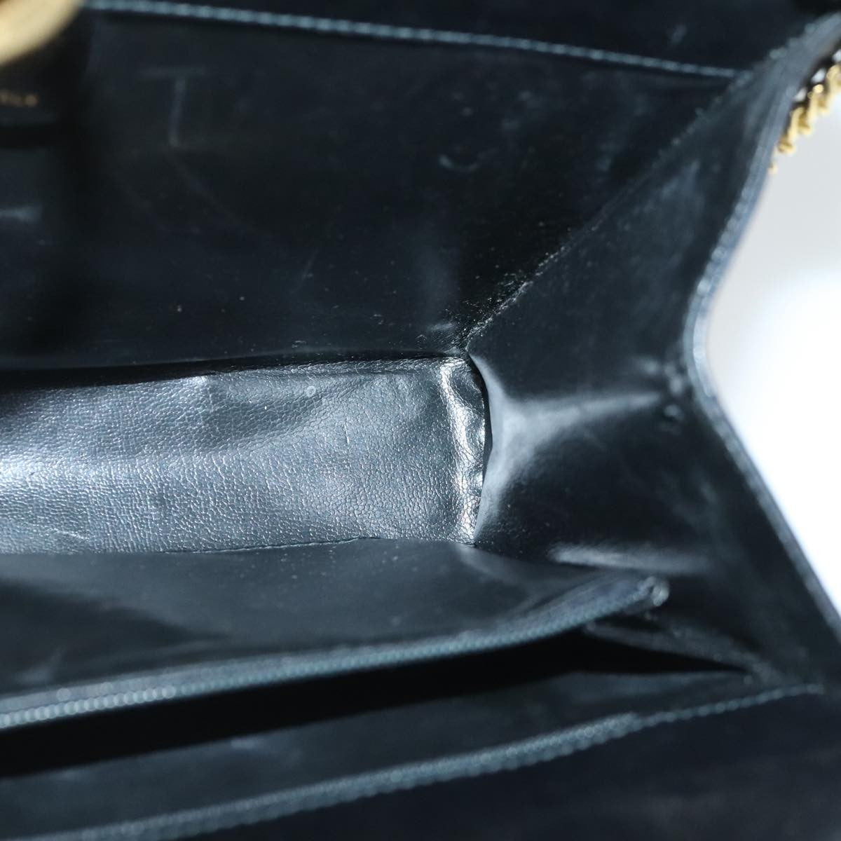 Salvatore Ferragamo Vintage Gancini Chain Shoulder Bag Leather, BLACK, LEATHER, Shoulder bag