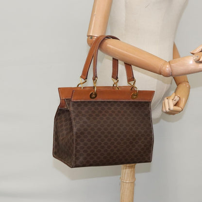 Celine Macadam Handbag Macadam with leather, BROWN, CANVAS, Handbag